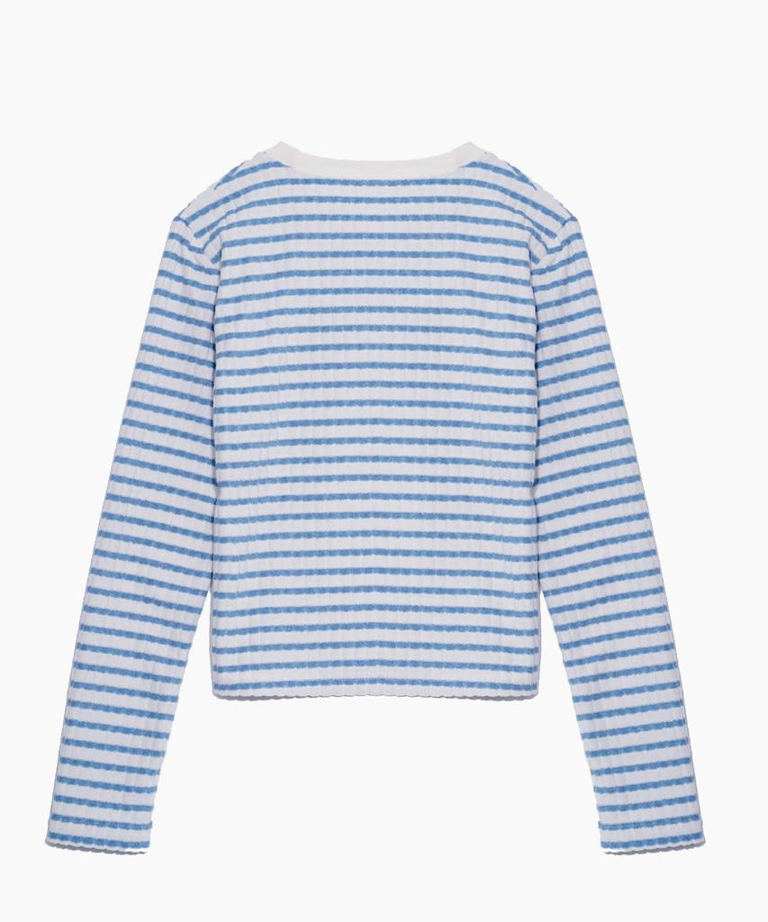 HARDCORE HAPPINESS Terry Striped Needlework T-Shirt_Sky Blue