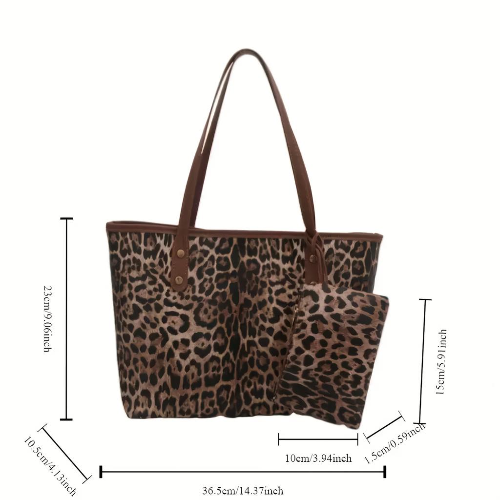 Vintage Animal Print Autumn New Leopard Print Suit Shoulder Bag, European and American Large Capacity Fashion Personalized Casual Style