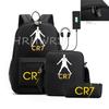 Sports Casual CR7 Backpacks 3pcs Simple Lightweight Capacity Teens Laptop School Bags Women Men Travel USB An-ti Lock Mochilas