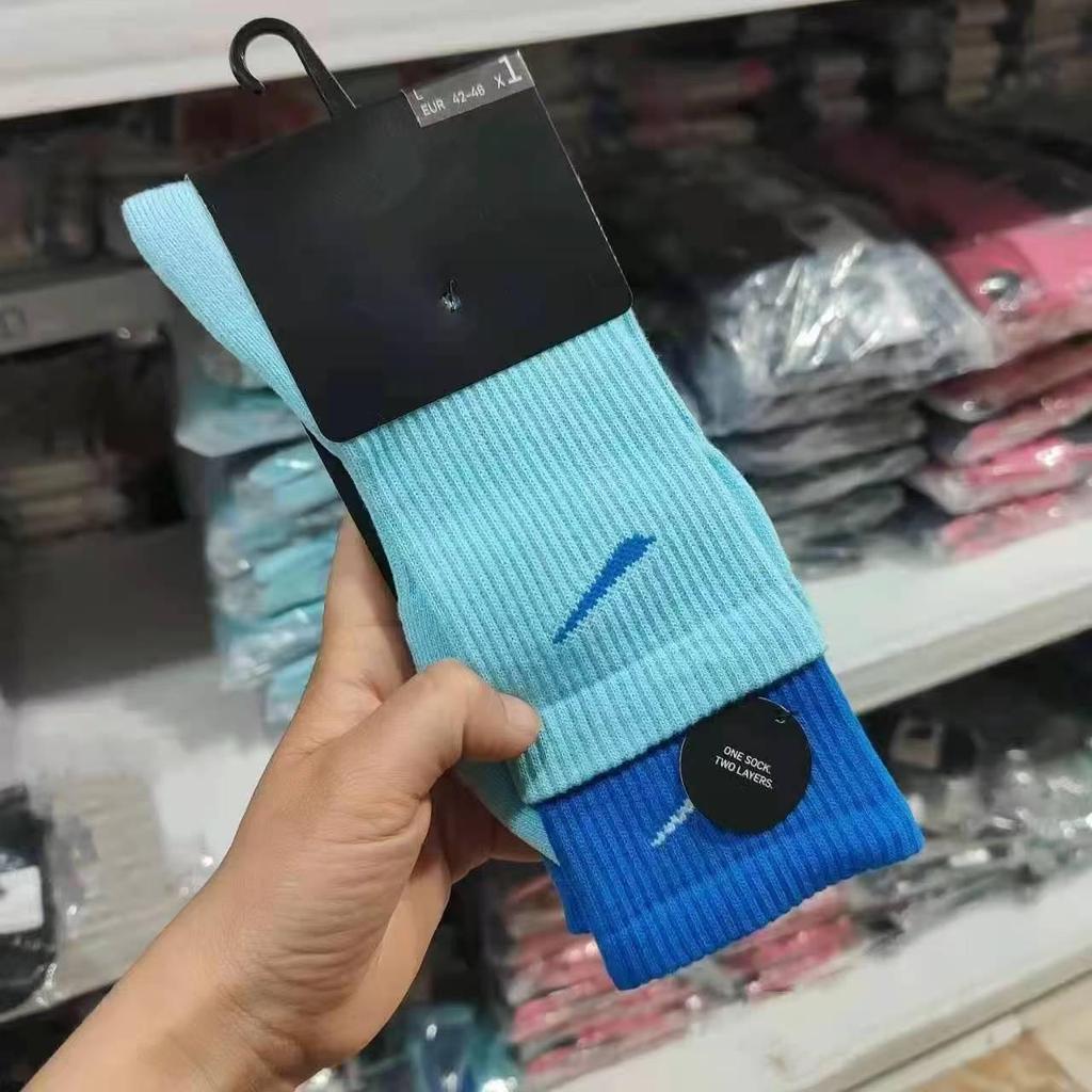 Su Wan Naike Si Double-Layer Color Block High Tube Thick Terry Sports Socks