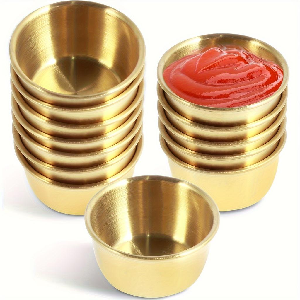 6/12Pcs 304 Stainless Steel Mini Round Shape Seasoning Flavor Plate Dipping Dish Tray Jam Dish Snack Nut Fruit Plate Without Lid