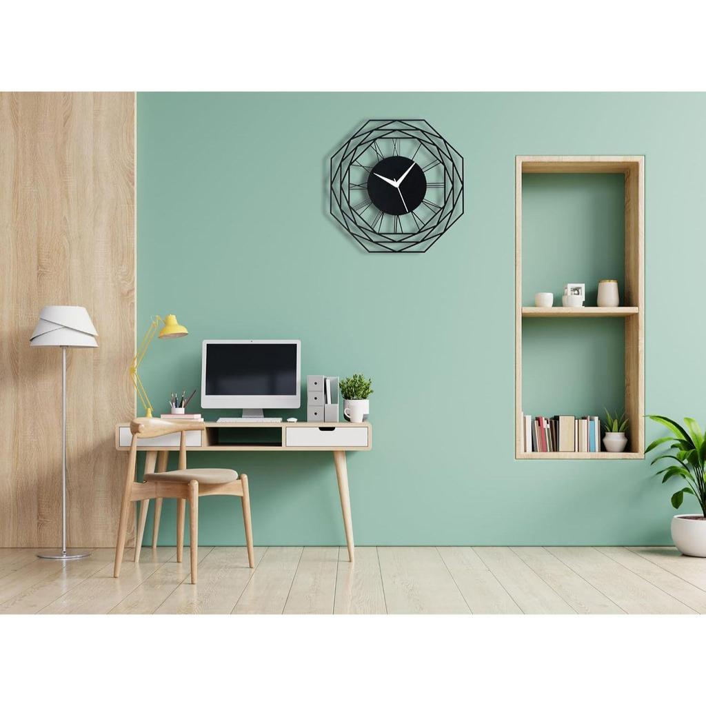 Luxurious Octagon Metallic Wall Clock for Home, Office, Living Room, Bedroom, Kids Room and Kitchen (35 x 35 cm) | Stylish Latest Home Decor