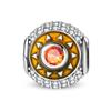 Copper Metal Full Diamond Charm Bead Components Colorful Heart Blooming Rose Round Bead Components Pendant Bead Component Compatible With Authentic