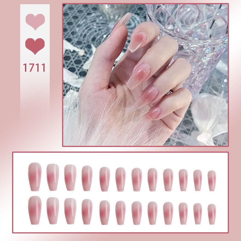 Ice-Clear Nude Ballet Nail Art Medium-Length Press-On Tips