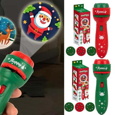 Christmas Handheld Flashlight Projection Lamp Early Education Toys Image Recognition, Cognition, Fun Cartoon Projector Gifts Kid