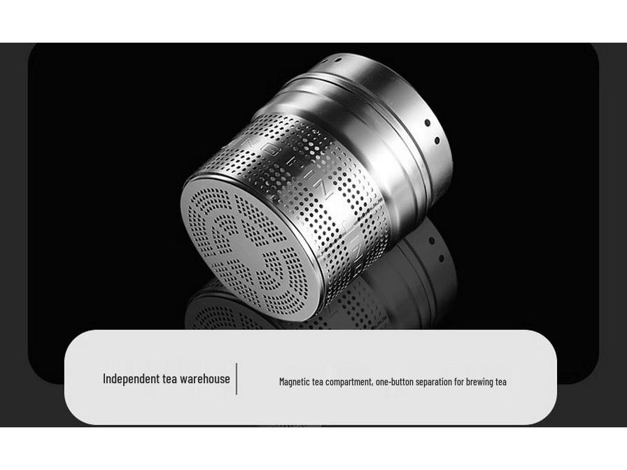 Magnetic Tea Infuser Cup: High-Temperature Resistant Glass, Portable, Office-Ready, Tea & Water Separation Design