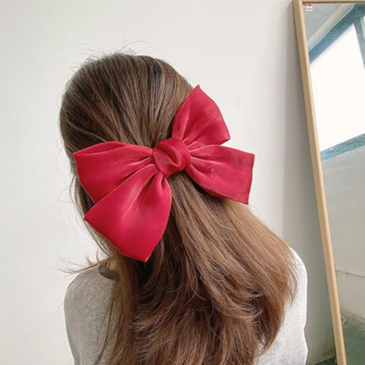 Large Bow Clip for Back of Head, Nature Style Hair Clip with Ribbon, Japanese INSPIRIED Side Clip, Fairy Hair Accessories for Women