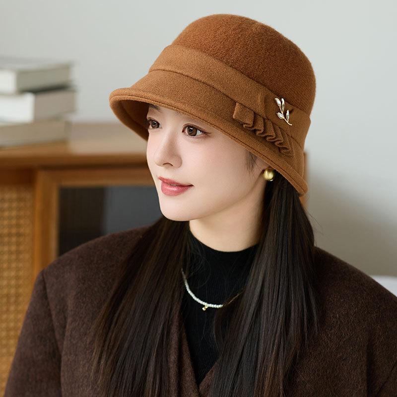New Wool Retro Fashion Bucket Hat Autumn and Winter Women's Warm Fashion Basin Hat