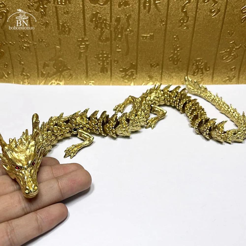 Red eyes 330g 3D Dragon Statue Ornament Moveable Body Joints Exhibition Hall Advanced Decoration Zodiac Animal Brass Crafts