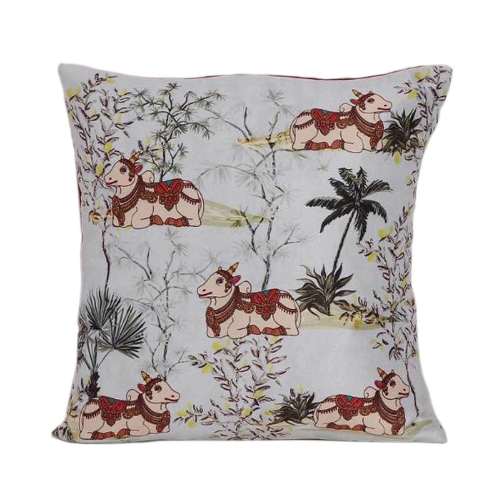 KOKO MAISON INC Happy Cow Polystain Cushion Cover | Flap Closure | Digital Printed