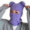 Cappello Pullover di Lana Autunno e Inverno Bambini Orecchie d'Orso Cappello Termico a Maglia Copricapo Antivento per Equitazione all'Aperto Sciarpa Integrata