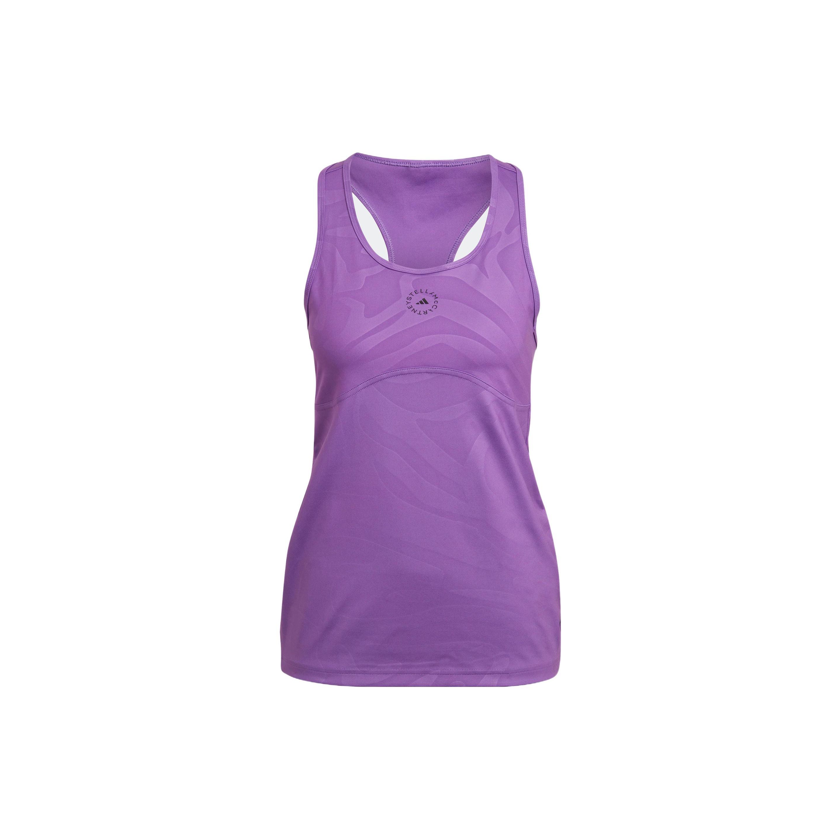 

Adidas Stella McCartney M Tank Logo Print Slim Fit Round Neck Sports Vest Women Tops Purple HI6023 S