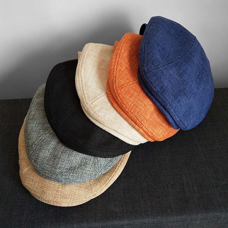 Berretto Retro in Lino Sottile Traspirante Cappellino con Visiera Unisex Bianco Cappello Forward Elegante Casual Beccaccino Copricapo per Uomini Donne
