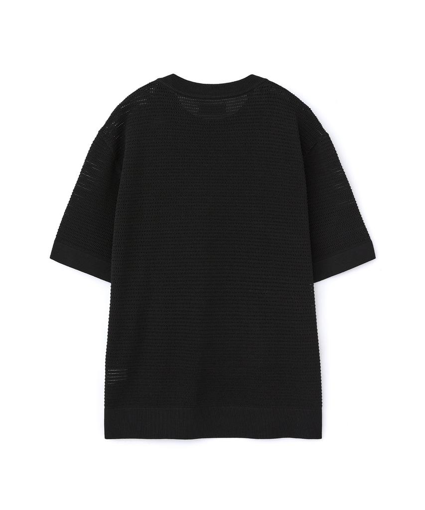 DNSR Side Button Henley Neck Half Knit Black