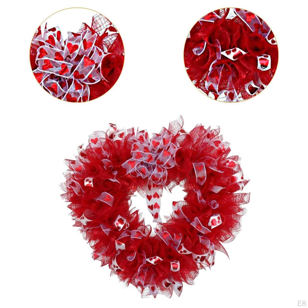 Heart Wreath Versatile Front Door Decoration for Engagement Celebration Wall Style A