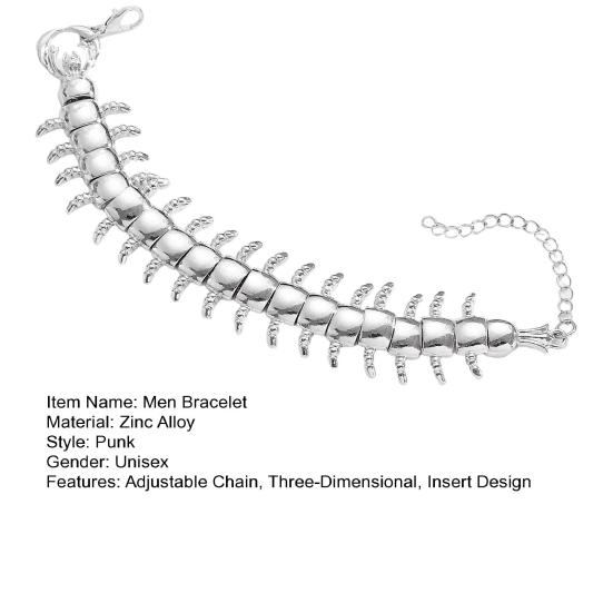 Men Bracelet Adjustable Chain Length Comfortable Fit Punk-Style Insert Design Bracelet Men Women