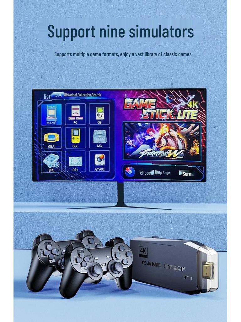 M8 HD 4K Retro Game Console with Dual Wireless Controllers for TV