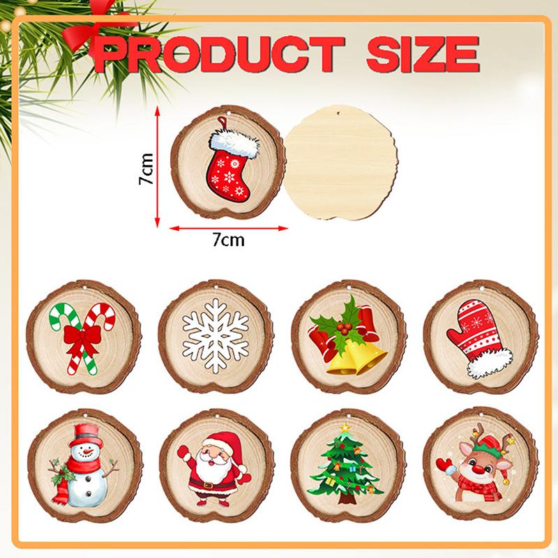Christmas Tree Decorations Wood Christmas Tree Decorations,9Pcs Round Christmas Decor Wood Christmas Ornaments For Crafts