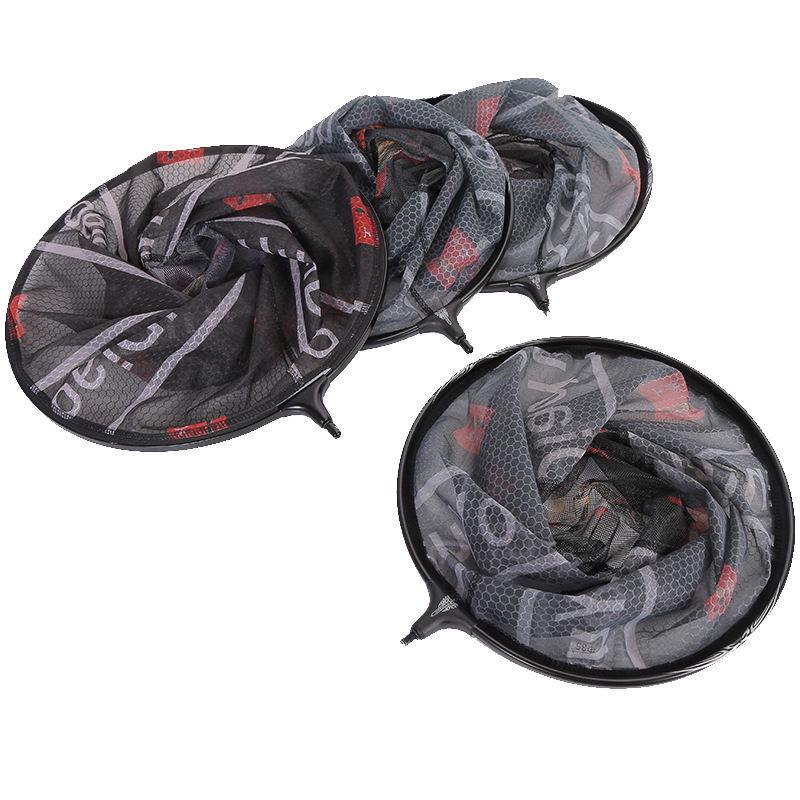 Black Aluminum Alloy Mesh Detachable Round Landing Net - Anti-Snag & High Imitation Carbon Fiber for Competition and Wild Fishing.