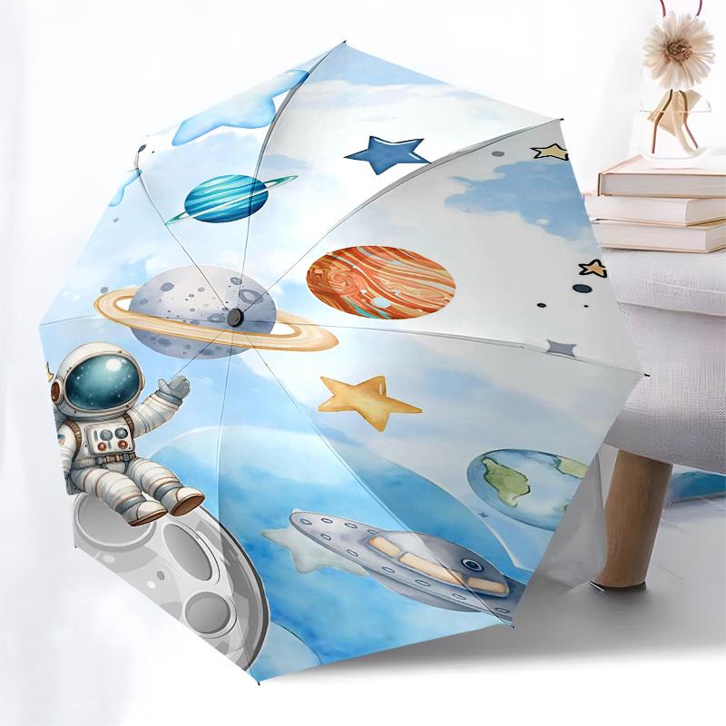 1PC space astronaut Umbrella-8-Rib Reinforced Portable Folding Travel Suitable for All Seasons Outdoor Daily , Fun Design-Z0421