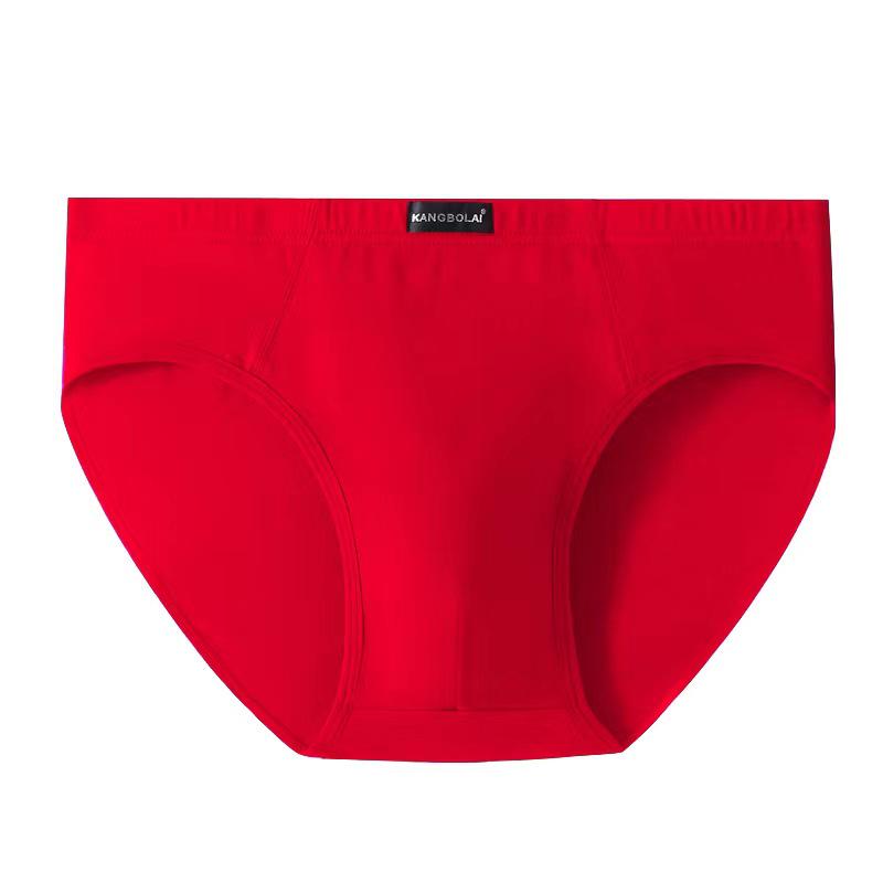 Men's Year of the Rat Red Cotton Underwear - Mid-Waist Plus Size with Breathable Sporty Waistband
