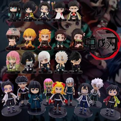 Demon Slayer Anime Figūrėlė Žaislas - Kimetsu No Yaiba Q Versija - Sėdintis Tanjiro Nidouzi Inosuke Zenizu PVD Figūrėlė Modelis Lėlė Dovana
