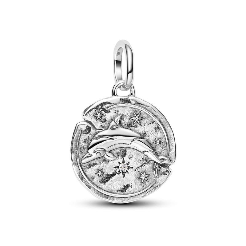 New 925 Silver Summer Coin Twelve Constellation Carving Hang Tag Charm Beads Suitable for Bracelets, Necklaces, Fashion Jewelry