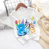 Bluey Baby Birthday T Shirt for Boys Girl Bingo Number Kids Clothes Summer Cartoon Letter Tees Shirts Toddler Short Sleeve Tops