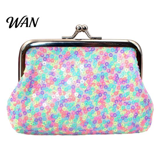Elegant Coin Wallet Women Purse, with Metal Hinge And Kiss-lock Design, Lightweight Portable Purse Mini Wallet, Sequined Glitter Vintage Pouch