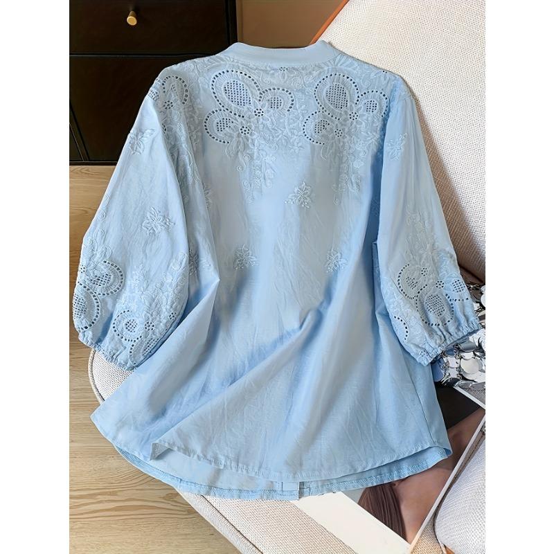 Women S Loose V Neck 3 4 Sleeve Summer Casual Shirt