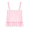 Camisole en Maille Transparente pour Homme Bretelles Volantées Accent Nœud Bordure Dentelle Nuisette Top de Clubbing Crossdressing