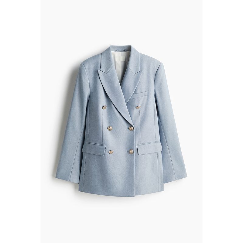 

Женский костюм HM 2025 Лето Новый Свободный Лацкан Повседневный Двубортный Подплечники Длинный рукав Верхняя одежда 1263207