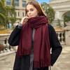 Wool Scarf Korean Atmosphere Cashmere Scarf Women's Autumn and Winter High Quality Versatile New Solid Color Scarf