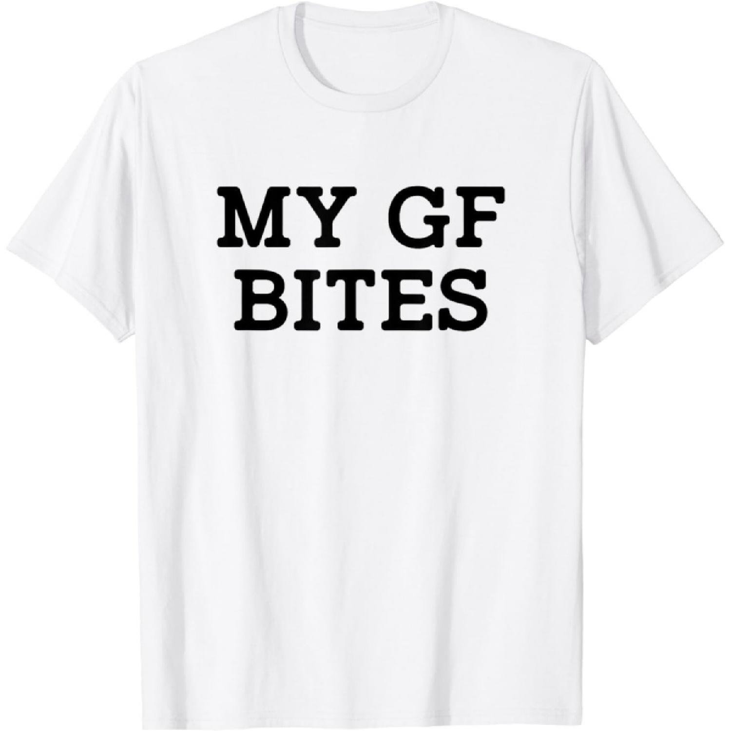 Luckyuan Футболка с надписью «Моя девушка кусается» S