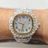 Luxusmarke Herren Quarzuhr Mode Quadratisch Hip Hop Diamantbesetzt Funkelnder Schmuck Wasserdicht Edelstahl Armbanduhr Mann Neu