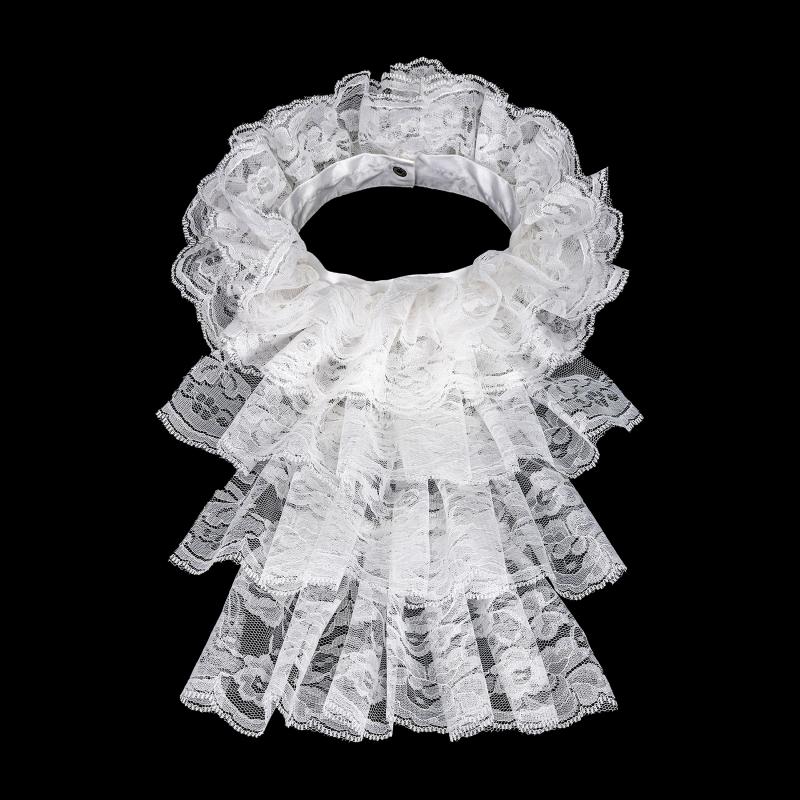 Elegant Lace Jabot Collar Detachable Hollow Design Wrist Cuffs Victorian Style Cosplay Accessory For Women Party Costume