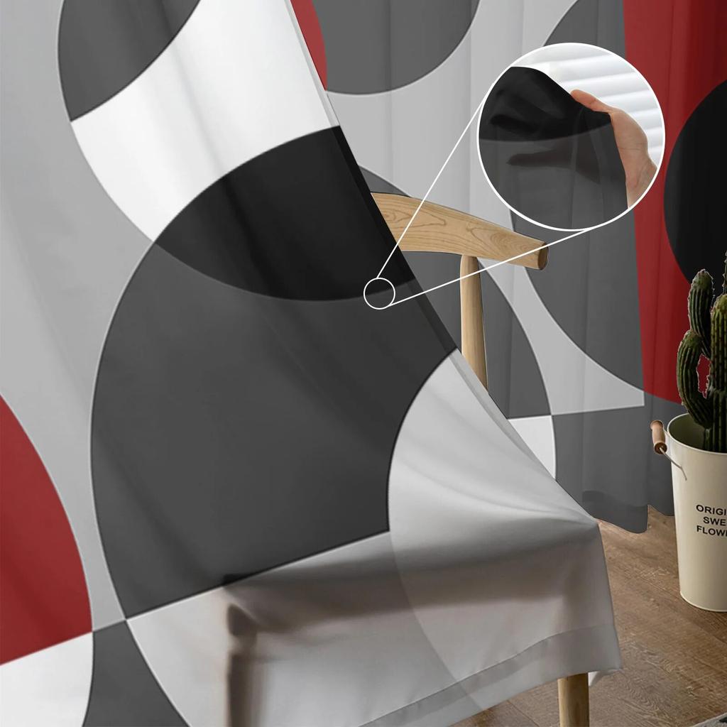 Geometrische Figuren Dunkelrot Grau Gardinen Für Wohnzimmer Schlafzimmer Wohnkultur Küche Tüll Für Windows Voile Vorhänge