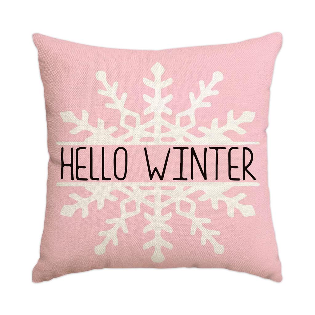 1/4Pcs Christmas Pillow Cover, Pink Printed Cushion Cover, Farmhouse Decorative Sofa, Christmas Decoration (Without Pillow Core)