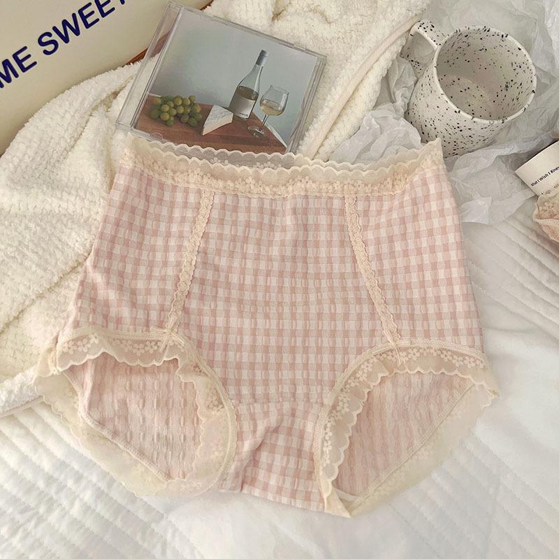Big Size Waffle High Waisted Triangle Panties Sweet Cute Breathable and Hip Hugging Women’s Panties