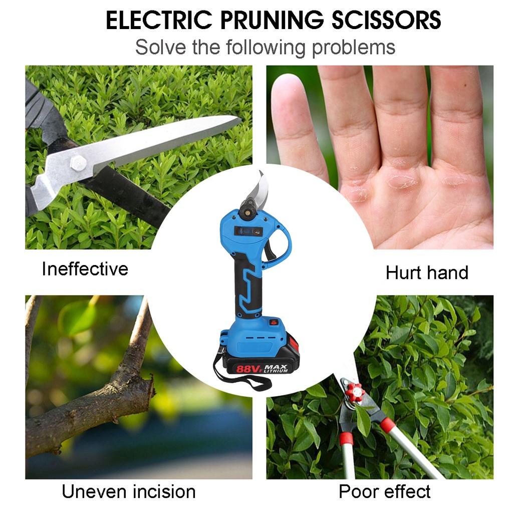 Pruner Rechargeable Scissors Pruning Shear Cordless Electric Tree Branches Cutter Pruning Tool for 18V Battery Blue 88V