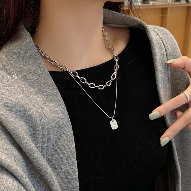 Hollow water drop pendant necklace female versatile does not fade cold wind temperament sweater chain minimalist personality niche accessories