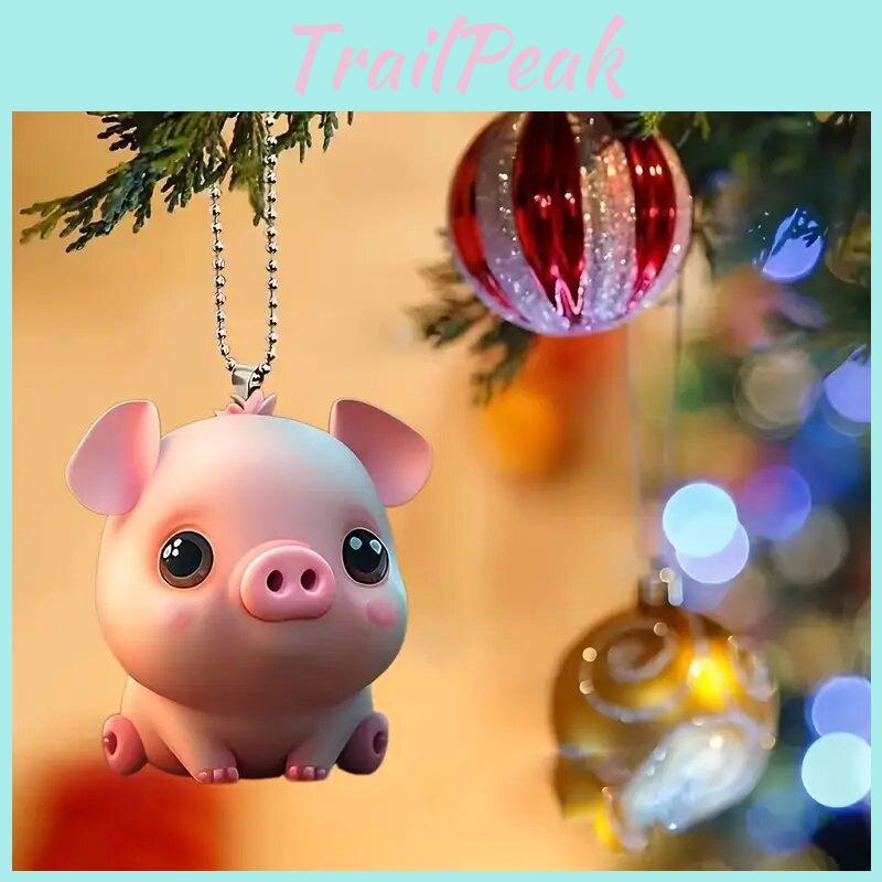 Cute Pig Acrylic Keychain Car Interior Decoration Pendant For Backpack Festive Gift