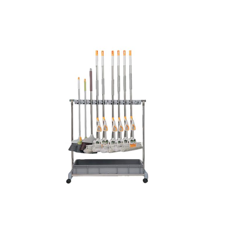 ELAYUR Wall-Mounted Mop & Broom Holder with Drain Tray