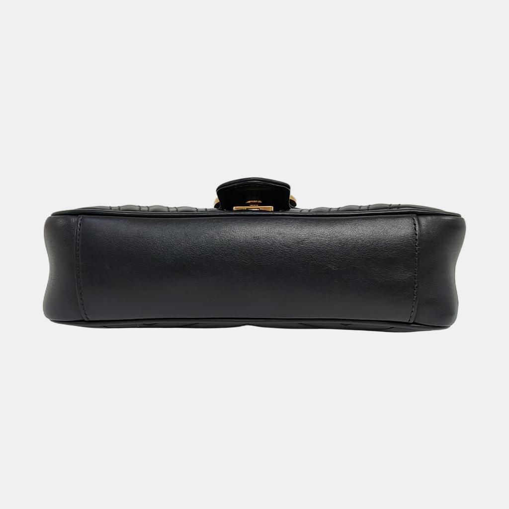 [Pre-Owned] Gucci GG Marmont Small Matelassé Shoulder Bag 'Black' - Good #YYN34G