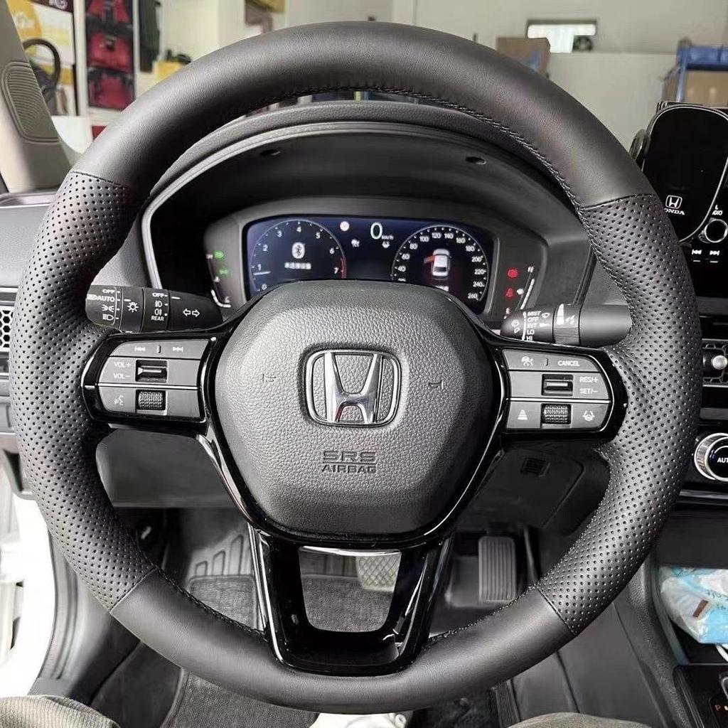 L6F ręcznie szyta skórzana osłona kierownicy, antypoślizgowa, odporna na zużycie, pochłaniająca pot; kompatybilny z Volkswagen, Toyota i Honda.