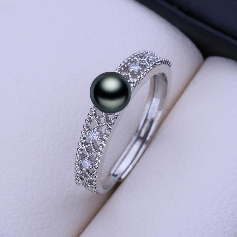 LSOOYH Natural Freshwater Big Baroque Pearl Rings For Women Classic Silver Color Party Ring Pearl Jewelry