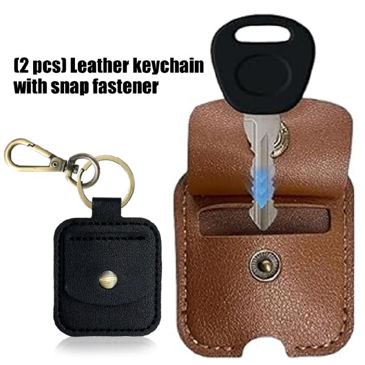 2PCS Flexible Leather Key Case Keychain Leather Texture Access Card Keyring Suitable for Girl Women Key Protective Cover
