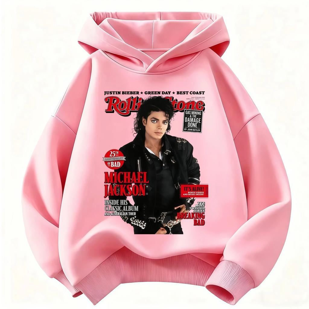 2026 New Children's Hoodie Michael Jackson Print (Unisex) Warm Thickened Retro-Style Superstar Graphic Top for Autumn/Winter