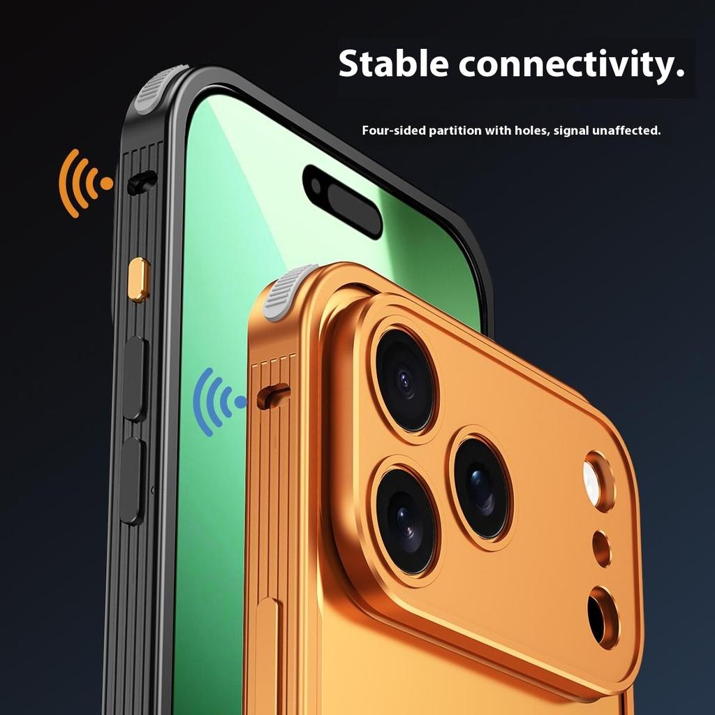 For iPhone 17 Pro Bumper Case Heat Dissipation Aluminium Alloy Phone Shell with Buckle/Camera Lid