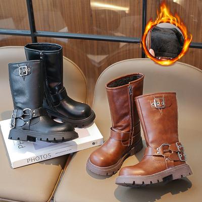 Winter Neue Stil kinder Stiefel Koreanische Version Kleine Mädchen Prinzessin Stiefel Mittlere und Große kinder Leder Stiefel Trend